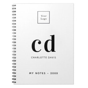Carnet Logo blanc noir monogramme initiales entreprise