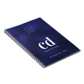 Carnet Logo bleu marine monogramme initial blanc affaires (Côté Droit)