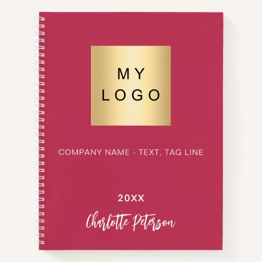 Carnet Logo commercial du script de nom rose magenta (Devant)