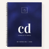 Carnet Logo commercial initial monogramme blanc bleu mari (Devant)