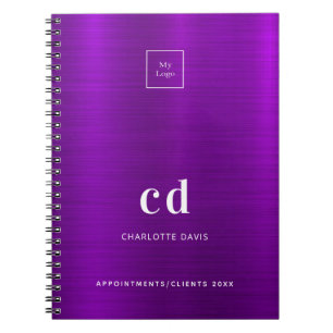 Carnet Logo commercial monochrome métallisé violet