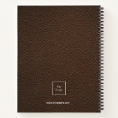 Carnet Logo cuir marron monogramme initiales affaires (Dos)