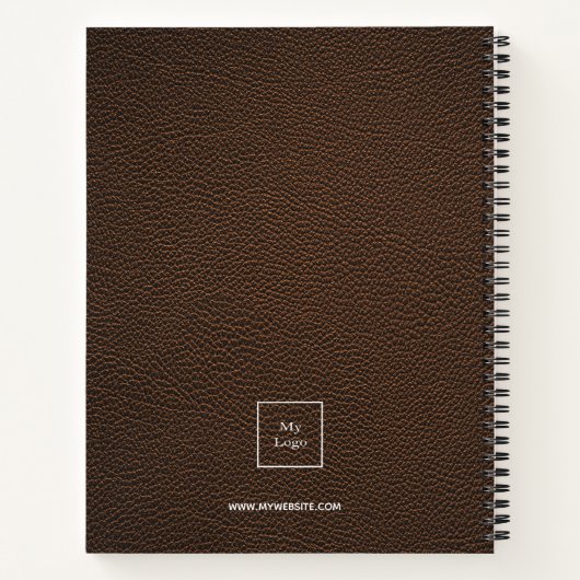 Carnet Logo cuir marron monogramme initiales affaires (Dos)