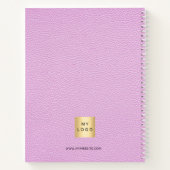 Carnet Logo cuir rose monogramme initiales affaires (Dos)