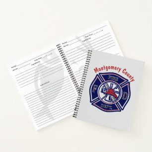 Carnet Logo de badge de pompier bleu personnalisé pour re