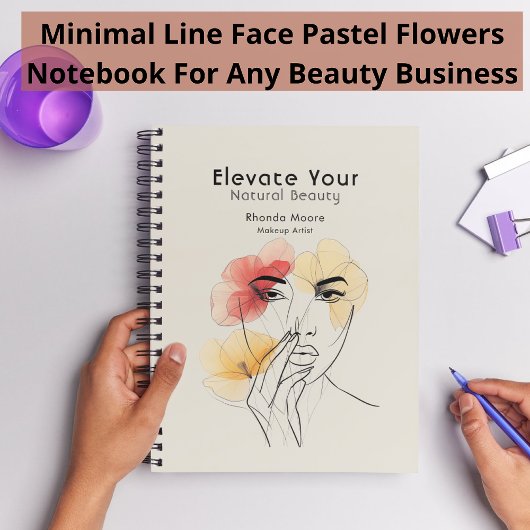 Carnet Logo de beauté fleurs visage ligne d'art minimal