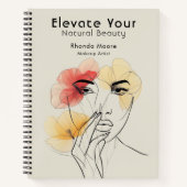 Carnet Logo de beauté fleurs visage ligne d'art minimal (Devant)