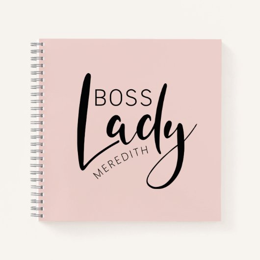 Carnet Logo de Dame Patronne Rose Pâle Personnalisé (Devant)