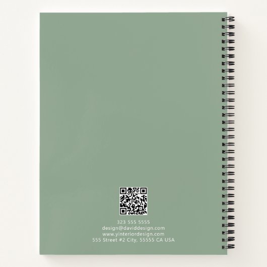 Carnet Logo de Design d'intérieur simple blanc et vert Sa (Dos)