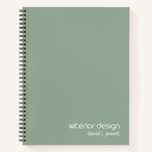 Carnet Logo de Design d'intérieur simple blanc et vert Sa (Devant)
