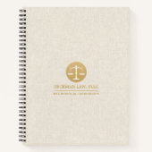 Carnet Logo de justice en or en lin beige (Devant)