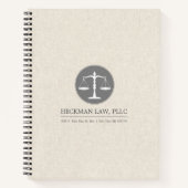 Carnet Logo de justice gris lin beige (Devant)