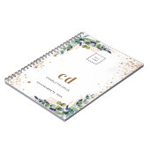 Carnet Logo de l'entreprise blanc avec verdure d'eucalypt (Côté gauche)