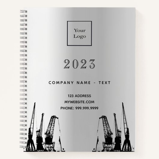 Carnet Logo de l'entreprise de construction argentée 2027 (Devant)