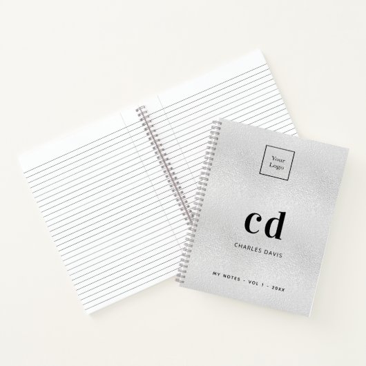 Carnet Logo de monogramme initial d'entreprise en argent (Intérieur)