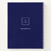 Carnet Logo de nom de monogramme blanc bleu marine pour e (Dos)
