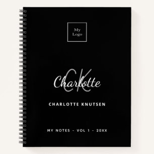 Carnet Logo de nom monogramme noir blanc entreprise
