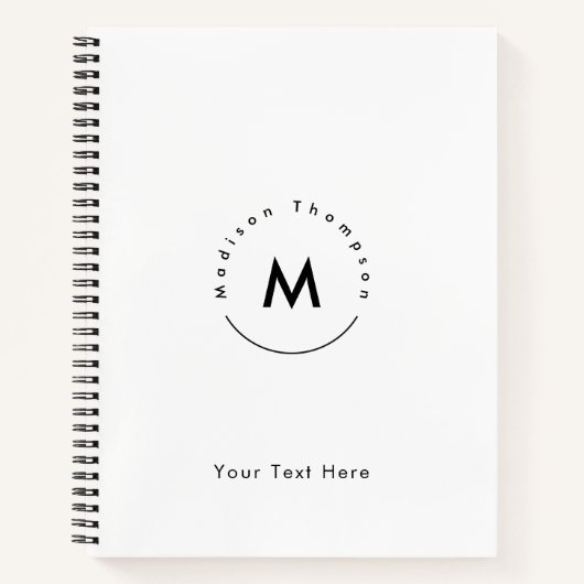 Carnet Logo de nom personnel monogrammé cercle moderne (Devant)