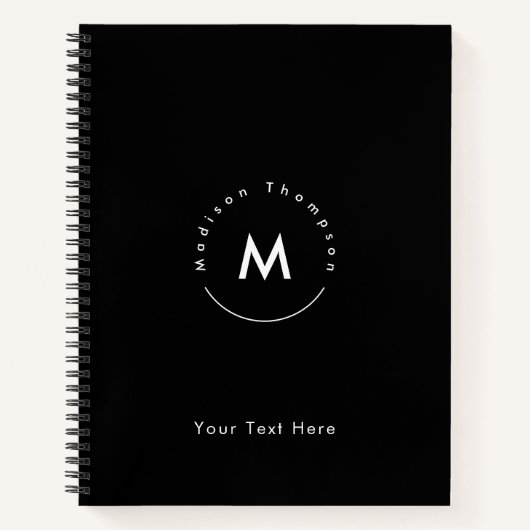 Carnet Logo de nom personnel monogrammé cercle moderne no (Devant)