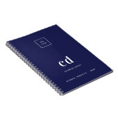 Carnet Logo de société à monogramme blanc sur fond bleu m (Côté Droit)