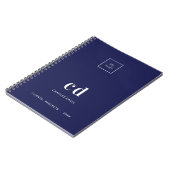 Carnet Logo de société à monogramme blanc sur fond bleu m (Côté gauche)