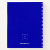 Carnet Logo de société à monogramme blanc sur fond bleu r (Dos)