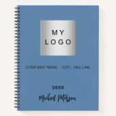 Carnet Logo de société avec nom en bleu poussiéreux (Devant)
