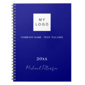 Carnet Logo de société avec nom en script bleu marine (Devant)