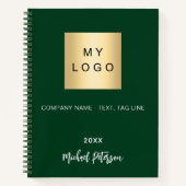 Carnet Logo de société avec nom en vert émeraude (Devant)