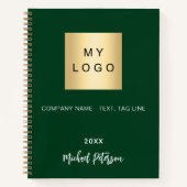 Carnet Logo de société avec nom en vert émeraude (Devant)