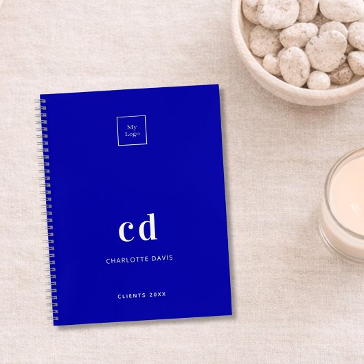 Carnet Logo de société de monogramme bleu royal