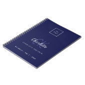 Carnet Logo de société de nom de monogramme blanc bleu ma (Côté gauche)