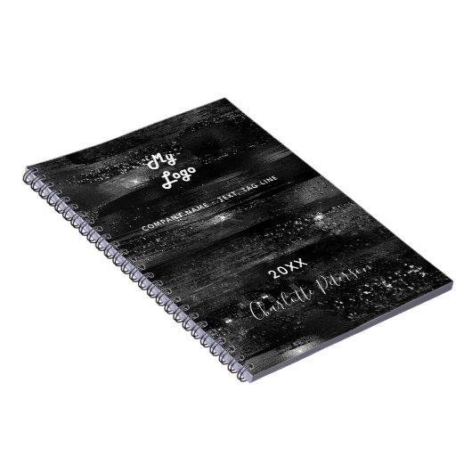 Carnet Logo de société de nom rustique noir (Côté Droit)