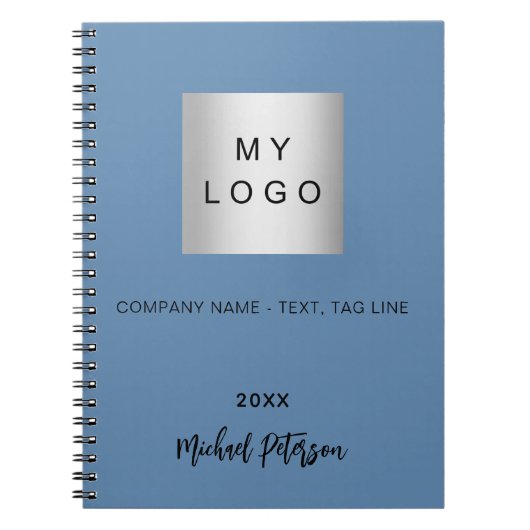 Carnet logo de société de script de nom bleu (Devant)