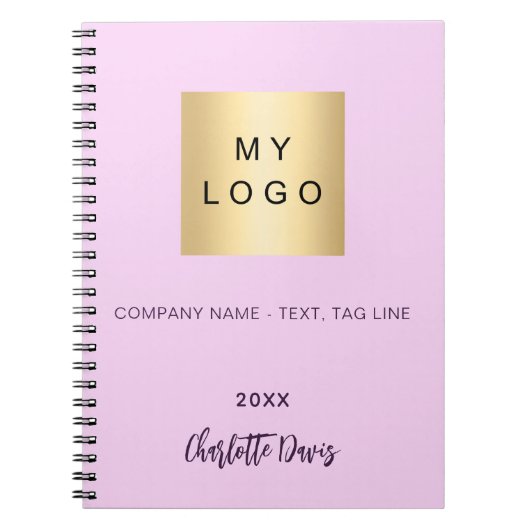 Carnet Logo de société de script de nom rose (Devant)