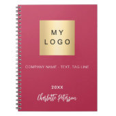 Carnet Logo de société de script de nom rose magenta (Devant)