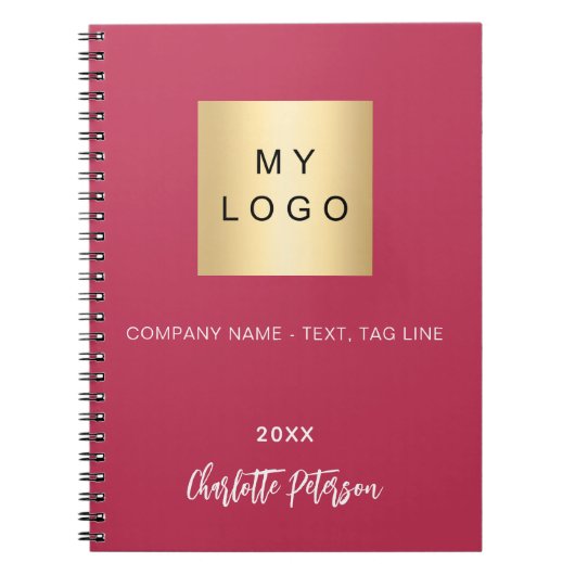 Carnet Logo de société de script de nom rose magenta (Devant)