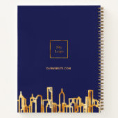 Carnet Logo de société de skyline bleu marine or (Dos)