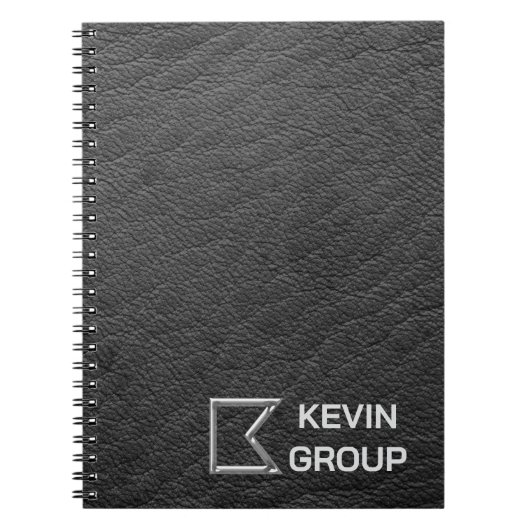 Carnet Logo de société en cuir noir simulé (Devant)