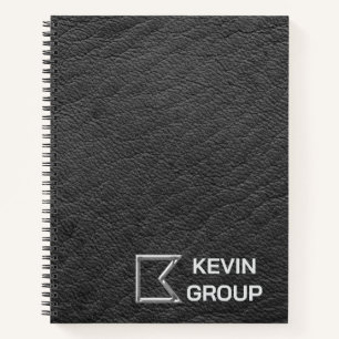 Carnet Logo de société en cuir noir simulé