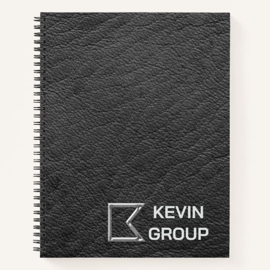 Carnet Logo de société en cuir noir simulé (Devant)
