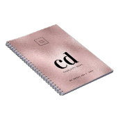 Carnet Logo de société initiale monogramme rose or rose (Côté Droit)