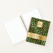 Carnet Logo de société léopard doré vert émeraude (Intérieur)