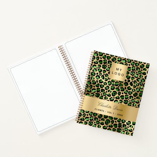 Carnet Logo de société léopard doré vert émeraude (Intérieur)