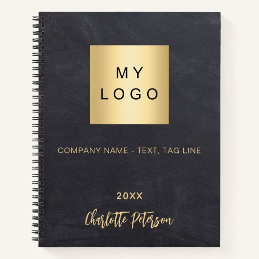Carnet Logo de société nom gris tableau noir (Devant)