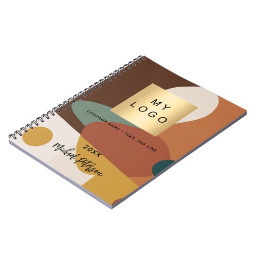 Carnet Logo d'entreprise à motif rétro orange marron (Côté gauche)