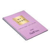 Carnet Logo d'entreprise avec écriture nom en cuir rose (Côté Droit)