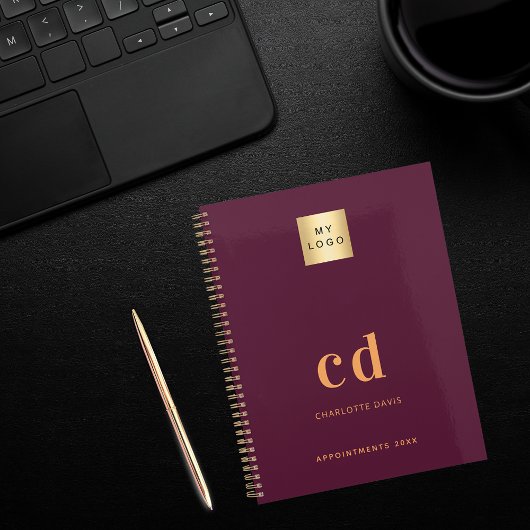 Carnet Logo d'entreprise avec initiales en monogramme or 