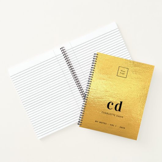 Carnet Logo d'entreprise avec initiales monogramme doré (Intérieur)