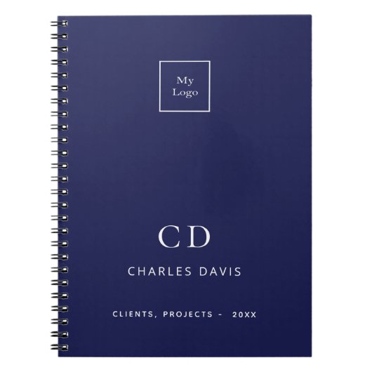 Carnet Logo d'entreprise avec monogramme blanc sur fond b (Devant)